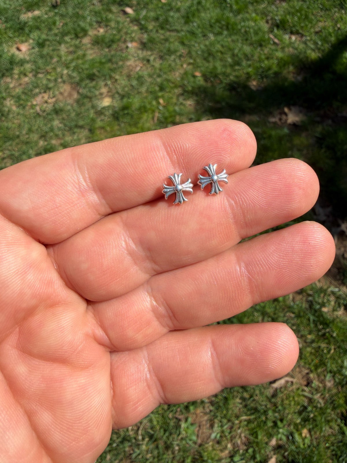 Hearts Of Chrome Cross Earrings - 925 Silver Oxidized - 8mm