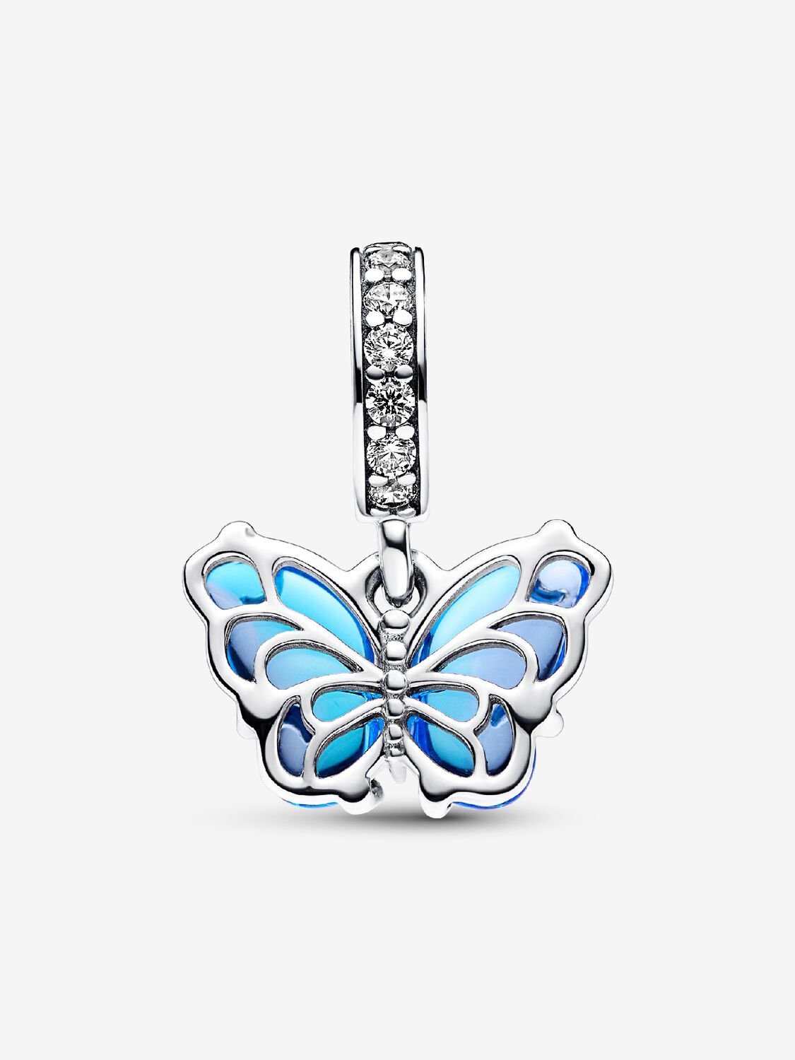 Blue Murano Glass Butterfly Dangle Charm - Sterling Silver - 792698C01