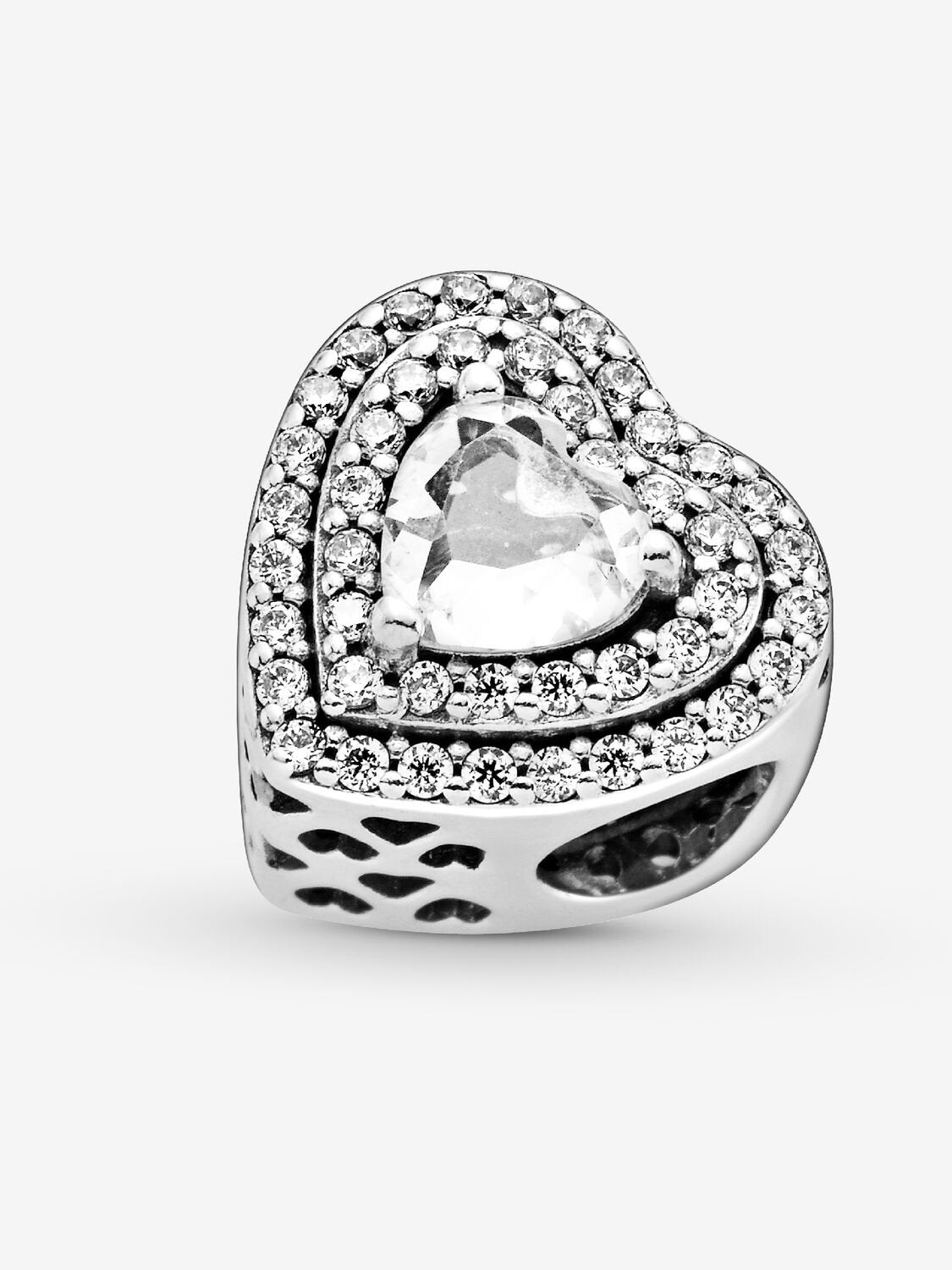 Sparkling Levelled Hearts Charm - Sterling Silver - 799218C01