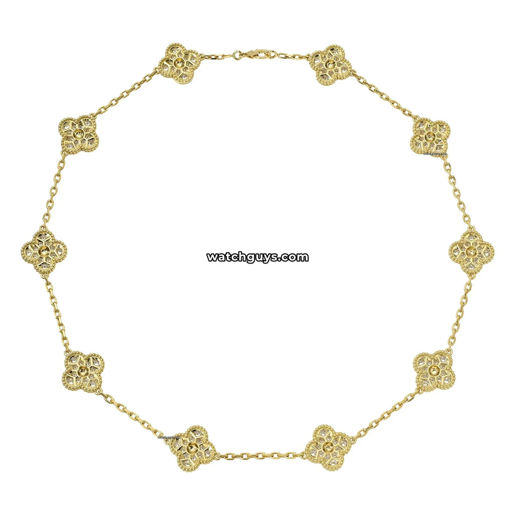 Van Cleef & Arpels Vintage Alhambra Necklace 10 Motif Diamond