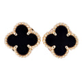 Van Cleef & Arpels Sweet Alhambra Earrings | Onyx & 18k Yellow Gold | Papers | 2023