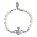Vivienne Westwood Platinum/Pearl Mini Bas Relief Pearl Bracelet